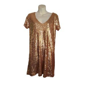 Lulus rose gold sequin shift dress